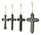 Rustic Western Turquoise Faux Leather Crosses Set of 4 Christmas Tree Ornaments