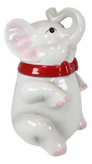 Ebros White Pachy Elephant With Red Bowtie Ceramic Cookie Jar Container Figurine