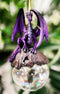 Ruth Thompson Hoarfrost Purple Dragon On Pearl Glass Ball Ornament Figurine 5"H