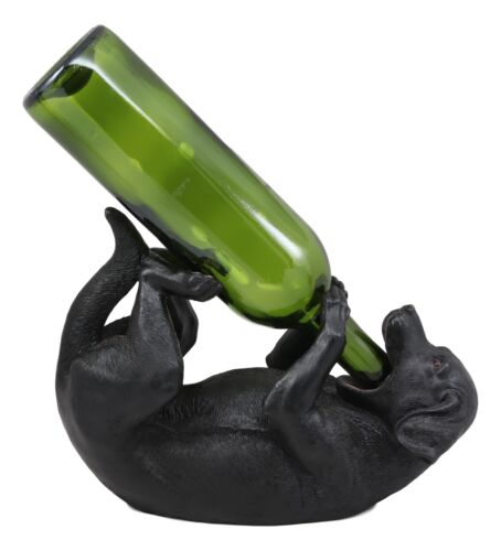 Ebros Black Labrador Retriever Wine Bottle Holder Caddy Figurine Pet Canine Lovers