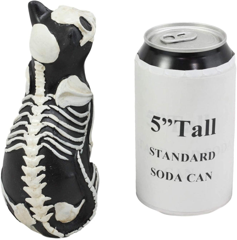 Day of the Dead Skeleton Cat Statue Set of 2 Sugar Skull Cats Halloween Figurine