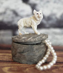 Small Moon Albino White Wolf Rounded Jewelry Box Figurine Decor Set of 4