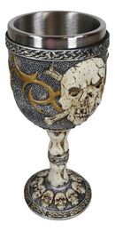 Skeleton Cross Bones Cracked Skull Graveyard Wine Goblet Chalice Figurine