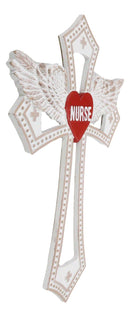 Western Physician Healer Red Heart With Angel Wings Nurse Wall Cross Decor Plaque