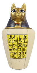 Ancient Egyptian Feline Cat Goddess Bastet Canopic Jar Memorial Urn Figurine