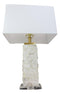 26"H Contemporary Elegant Stacked Marble Gold Plated Metal Table Lamp W/ Shade