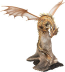 Ebros Gold Color Desert Pterosaur Dinosaur Dragon Perching On Rock Statue 14.5"H