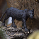 Ebros Animal Jungle Black Panther Prowling On Distressed Tree Log Figurine 8"L