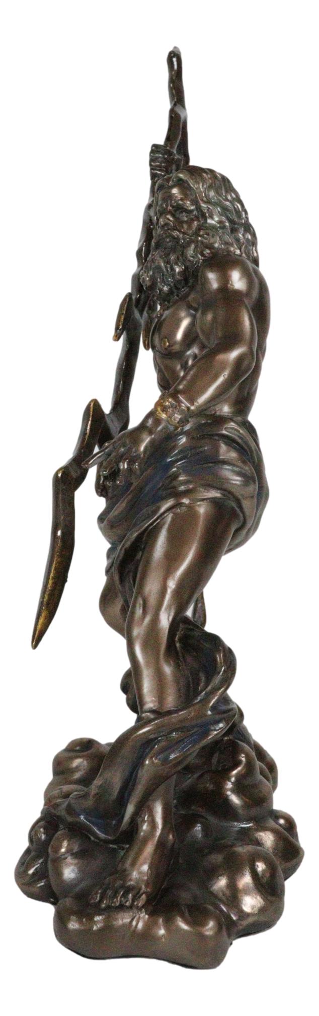 Roman Greek King Of Olympus God Zeus Jupiter Holding Lightning Bolt Figurine