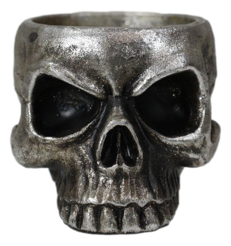 Pack Of 2 Gunmetal Finish Evil Death Skull Small Votive Candle Or Crystal Holder