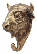 Ebros Bronzed Charging Bull Bust Wall Hook Hanger Animal Safari Trophy Taxidermy Decor