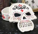 Day of The Dead White Le Fleur Skull Jewelry Box Figurine 5.5"L Skeleton Decor