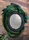 Gothic 11.75" Tall Jade Pagoda Green Intertwined Dragon Round Wall Mirror Plaque