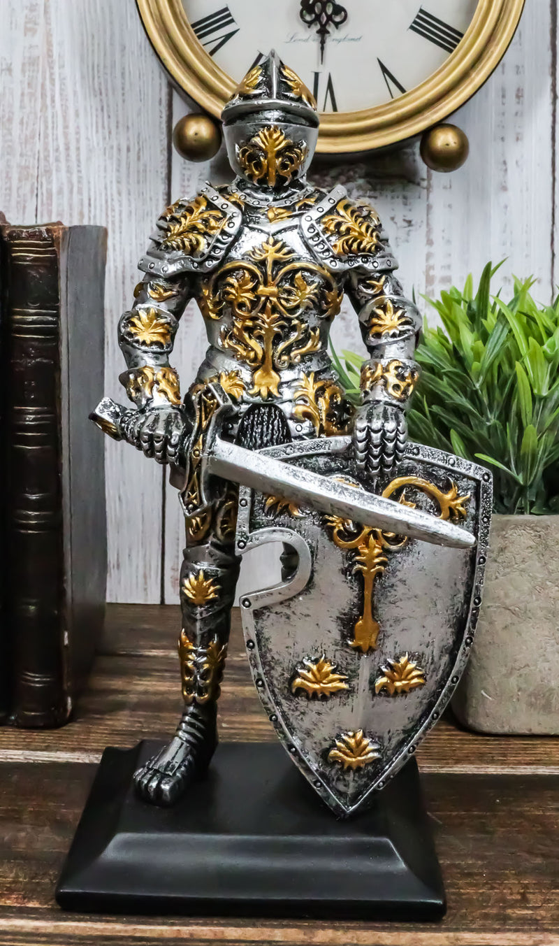 Medieval Swordsman Roccoco Italian Knight Figurine 8" Suit of Armor Coat Of Arms