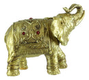 Thai Buddhism Noble Golden Elephant Trumpeting With Trunk Up Figurine Sculpture