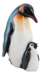 North Pole Family Cute Emperor Penguin Father And Chick Cuddle Time Figurine