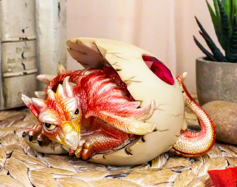 July Birthstone Dragon Egg Statue Ruby Pink Gem Birthday Dragon Hatchling Figure