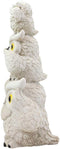 Ebros Stacked See Hear Speak No Evil Wise Fat Owls Figurine 7.5" Height (Cream)