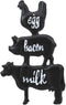 Ebros 9.25"H Cast Iron Chicken Pig And Cow Egg Bacon Milk Wall Hanging Plaque