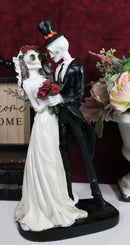 Day Of The Dead Wedding Skeletons Bride And Groom With Red Roses Figurine