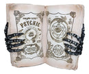 Evil Eye Psychic Book of Occult Alchemy Wicca With Skeleton Fingers Figurine