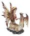 Beautiful Scarlet Fire Fairy Goddess With Spotted Dragon Figurine Fantasy Decor