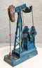 Western Rustic Blue Vintage Nodding Donkey Pumpjack Oil Derrick Rig Figurine