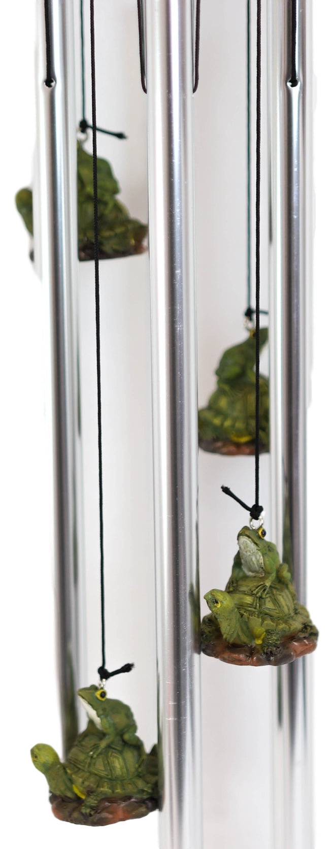 Ebros Tortoise Piggybacking Green Frog With Snail Garden Patio Wind Chime Decor