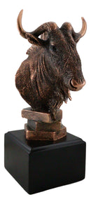 Wildlife Bovidae Gnu Wildebeest Bull Bust Bronze Electroplated Resin Figurine