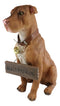 Ebros Lifelike American Pit Bull Pet Dog Statue W/ Jingle Collar And Sign 13"H