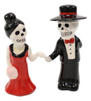 Dias De Los Muertos Wedding Dance Sugar Skulls Ceramic Salt Pepper Shakers