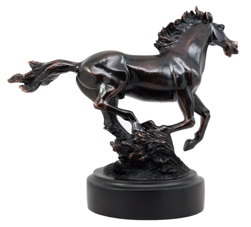 Ebros Gift Bronze Electroplated Wild West Galloping Horse Statue 10.5" L Equestrian Beauty Steed Figurine