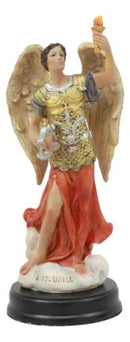 Catholic Church Archangel Saint Uriel With Holy Spirit Torch Statue With Base