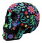 Ebros Gift Day Of The Dead Black Multi Colored Floral Tattoo Skull Figurine 8"L