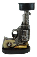 Rustic Western Outlaw Cowboy Revolver Pistol Gun Votive Tea Light Candle Holder