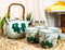 Feng Shui Auspicious Koi Fish Pair In Lily Pond Ceramic Teapot & 4 Tea Cups Set