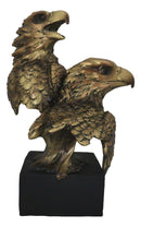 9"H American Bald Eagles Family Busts Figurine With Black Pedestal Eagle Decor