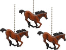 Ceiling Fan Metal Pull Chain with Galloping Horse Knob Handle 3.25"(Set of 3)