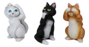 3 Wise Kittens See Hear Speak No Evil Orange Tabby White Black Cats Figurine Set