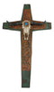 Rustic Western Turquoise Sun Floral Scroll Longhorn Bull Cow Skull Wall Cross