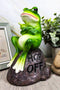 Ebros Hop Off! Feisty Toad Frog On Landscape Rock Statue Rainforest Animal Decor