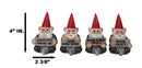 Ebros Welcome Whimsical Gnome W/ Greeting Signs Statues 4"H Set 4 Garden Gnome