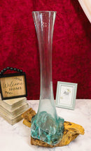 Balinese Gamal Driftwood With Long Necked Hand Blown Molten Glass Floral Vase