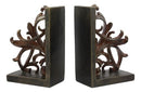 Vintage Ornate Scroll Bookends Set Scroll Art Statue Pair 7.5"H Classical Design