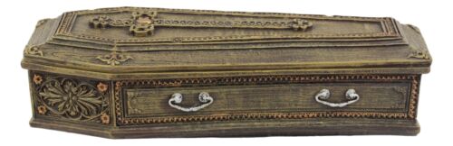 Rustic Vampire Coffin Box Rest In Peace Dracula Casket Trinket Box 8"L