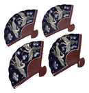 Ebros Set Of 4 White Storks Night Sky Oriental Fan Shaped Appetizer Sushi Plates