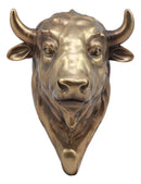 Ebros Bronzed Charging Bull Bust Wall Hook Hanger Animal Safari Trophy Taxidermy Decor