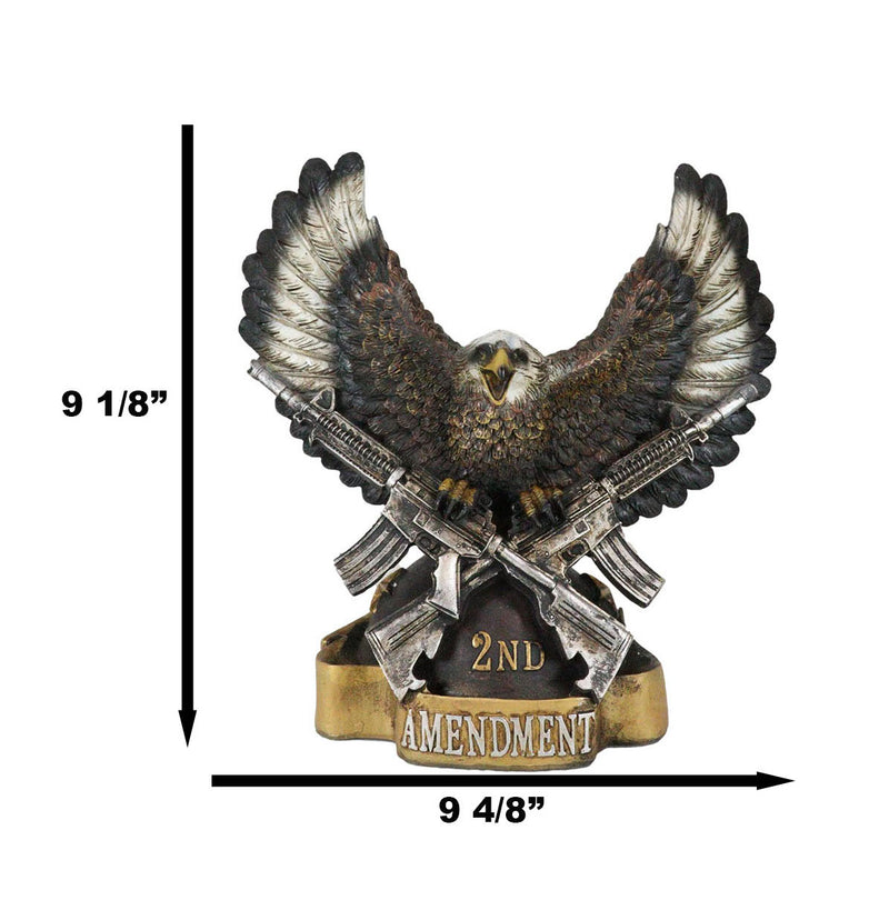 American Patriotic Bald Eagle Clutching Rifles With Second Amendment Figurine