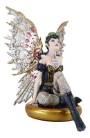 Steampunk Air Force Pilot Assassin Fairy Sitting On Time Warp Machine Figurine