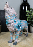 Turquoise Heavens Native Tribal Howling Snow Wolf Totem Spirit Figurine 6.25"L